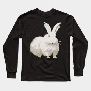 Fluffy Dwarf Angora Rabbit as a Vintage Pet Furry and Cute Bunny Animal Long Sleeve T-Shirt